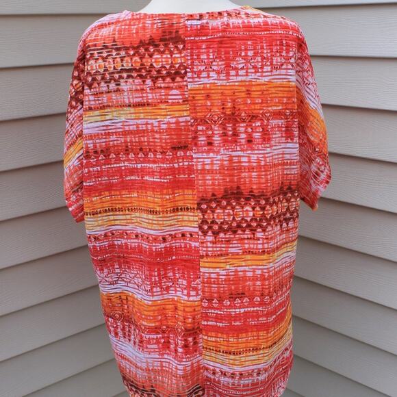 Notations Women's Vintage Short Sleeve Blouse Vibrant Boho Print Size L - Picture 3 of 8